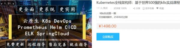 Kubernetes全栈架构师：基于世界500强的k8s实战课程