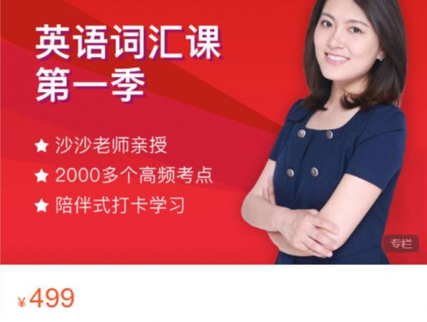 沙沙老师英语课程，初级单词+语法二合一