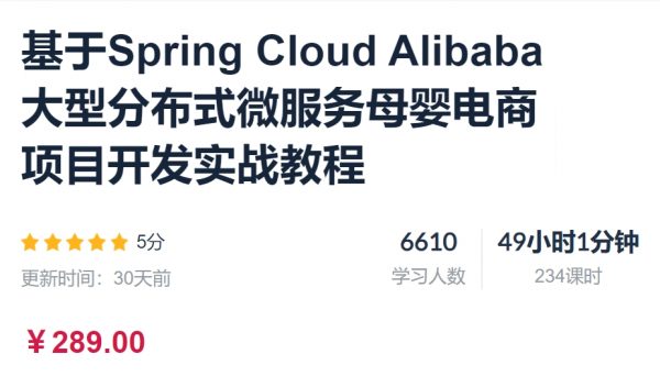 基于Spring Cloud Alibaba大型分布式微服务母婴电商项目开发实战教程
