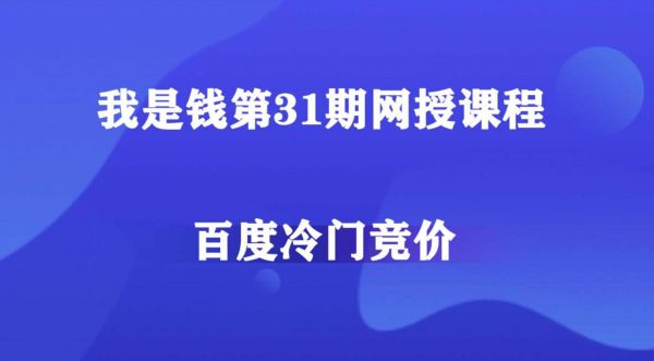 我是钱第31期网授课程百度冷门竞价